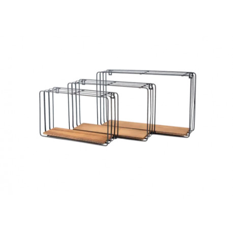 police loftové FWL 1 borovice/černá, sada 3 ks